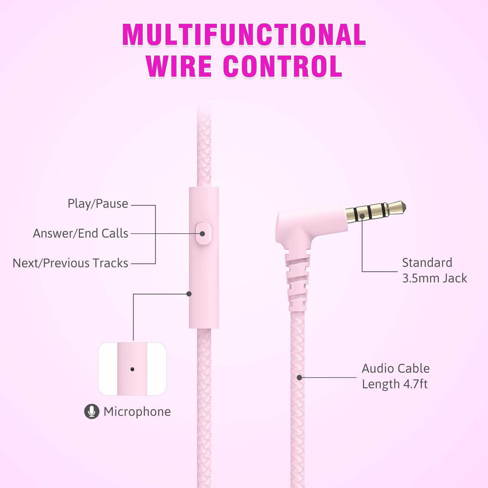 L22 Wired Headphones for Kids Girls Boys Women with Microphone Foldable 3.5mm…