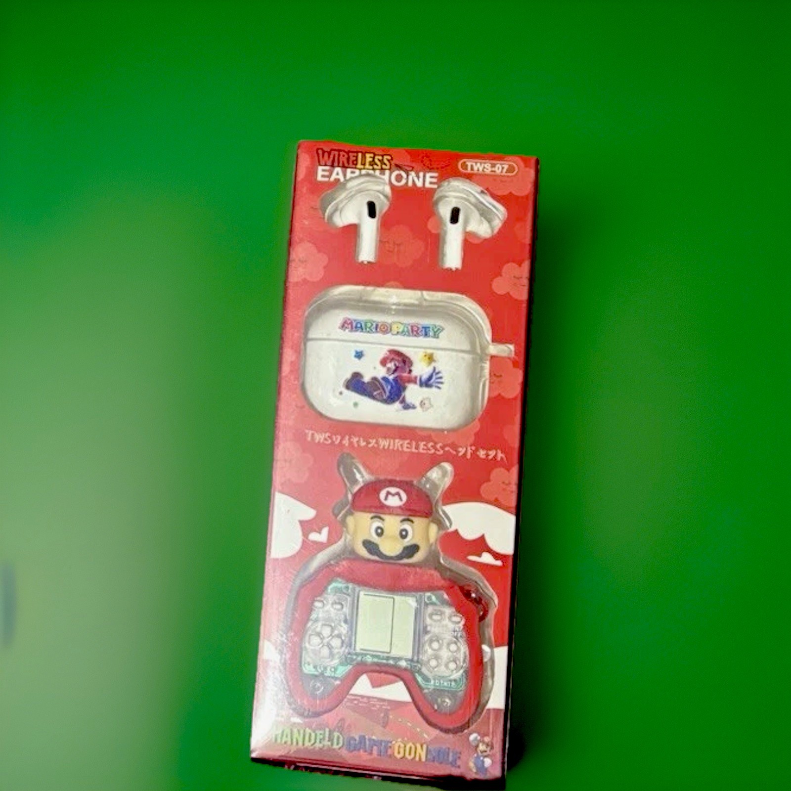 TWS-07 Super Mario Bluetooth, Wireless Earbuds W/ Charging Case & Handheld Game