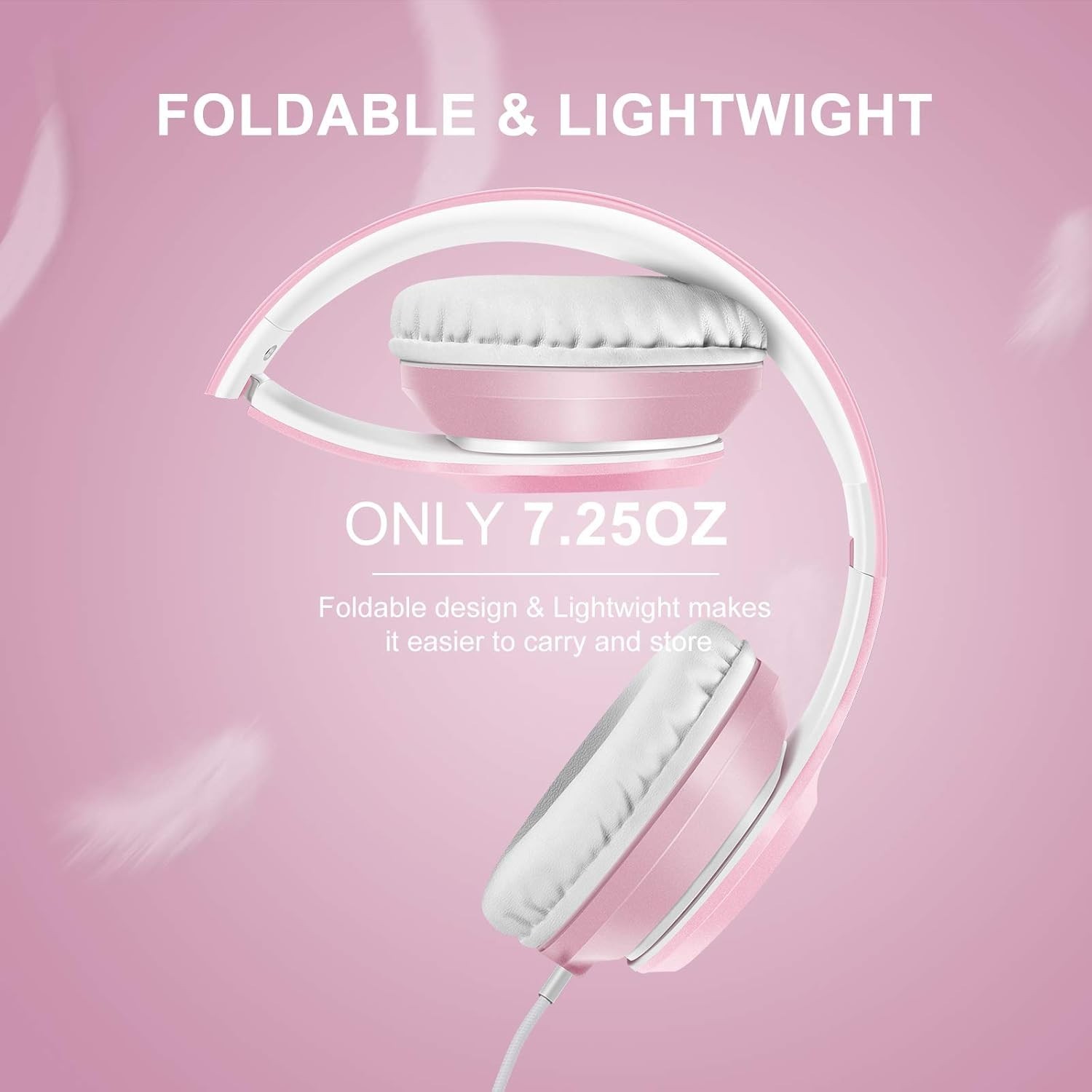 X8 Over Ear Wired Headphones Microphone 1.45m Tangle Free 3.5mm Plug Pink