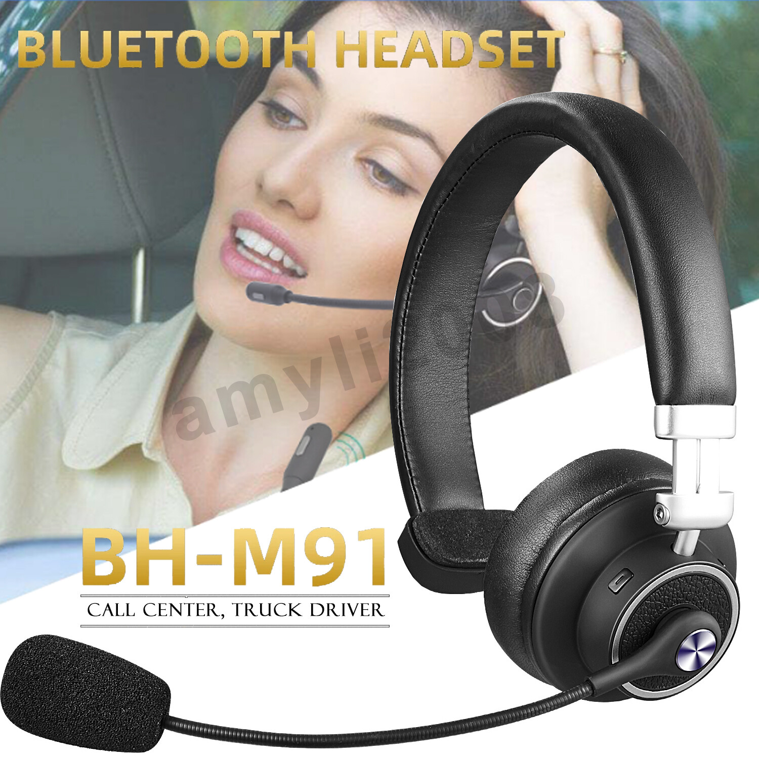 Call Center Bluetooth Wireless Headset Noise Canceling Headphones for Trucker US