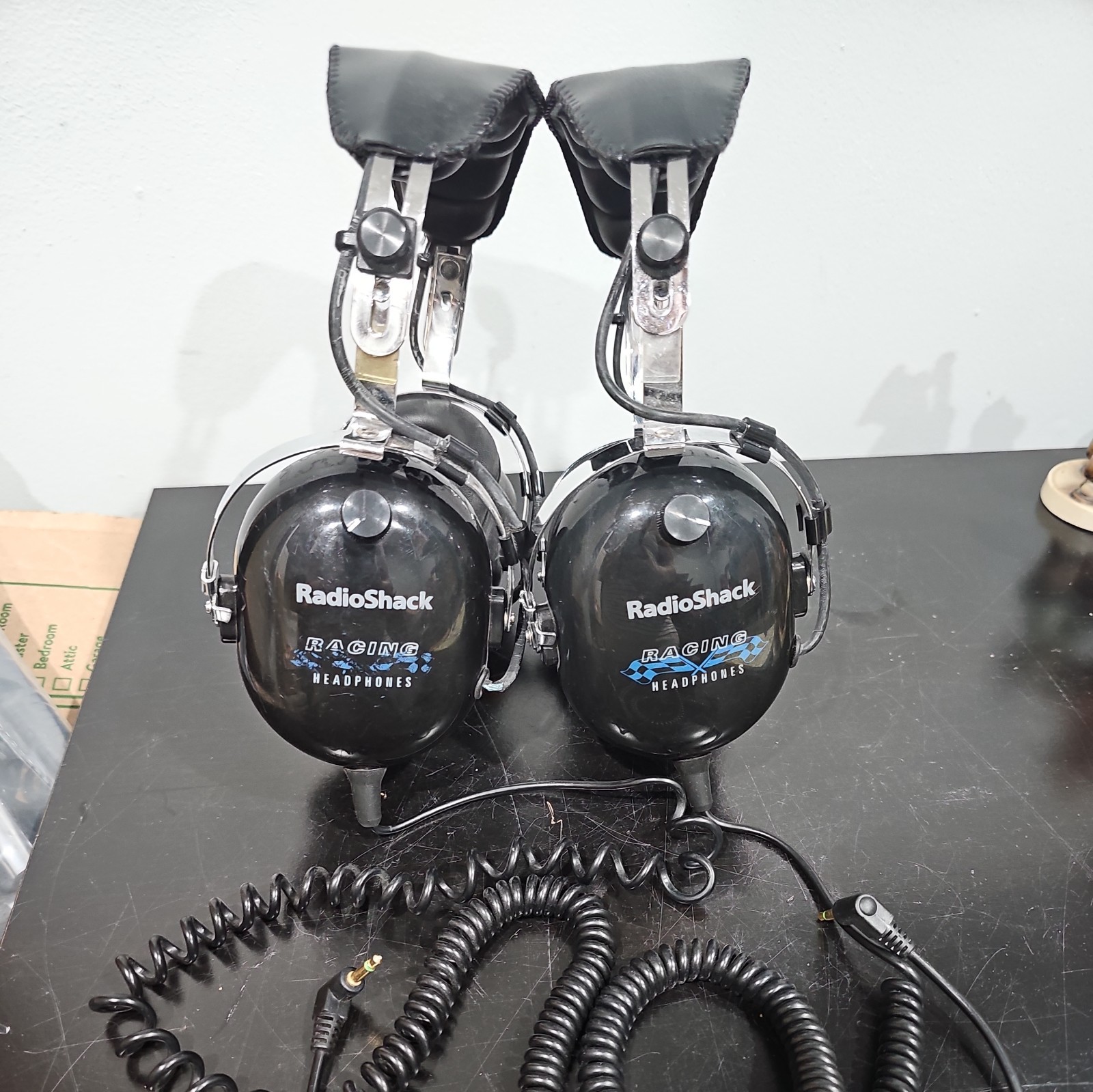 Set of 2 Radio Shack Noise Reducing Racing Headphones Black- NASCAR Racing