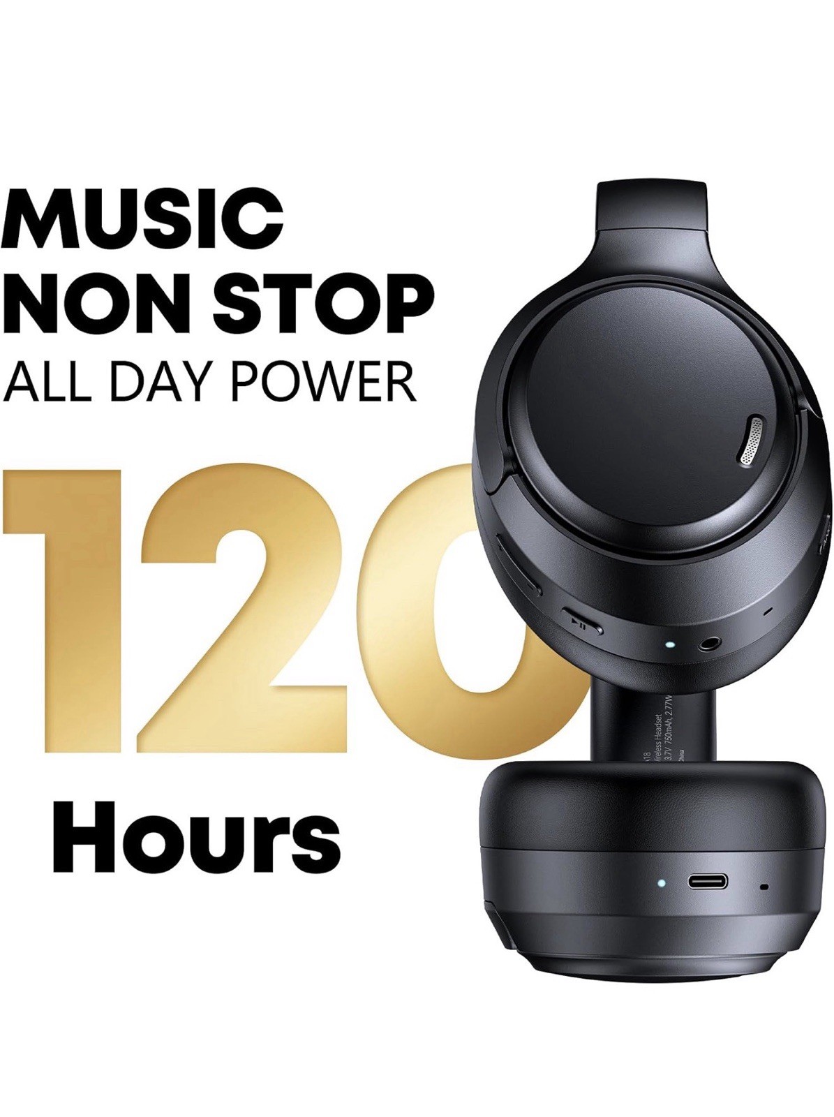 TAGRY Bluetooth Over-Ear Headphones w/ Active Noise Cancellation 40mm Black
