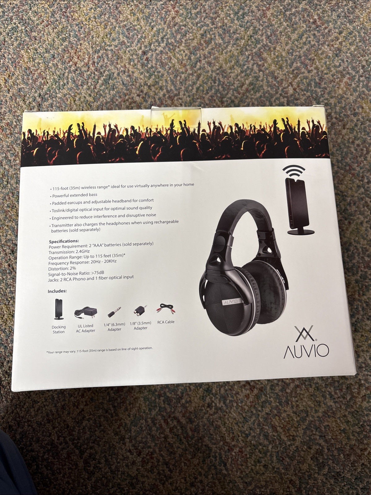 Auvio 3301089 Wireless Stereo TV Headphones – Black