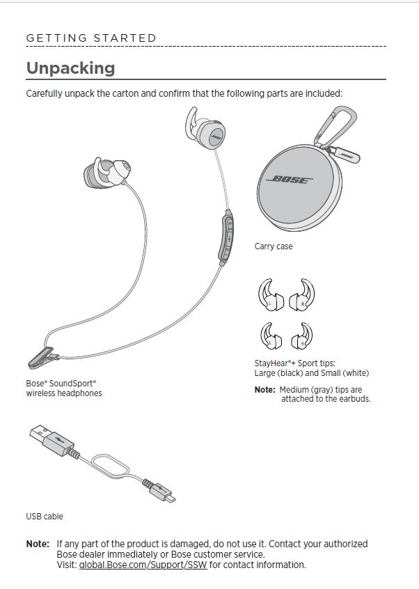 Bose SoundSport Wireless Sweatproof Earbuds Earphones Neckband Headphones Black