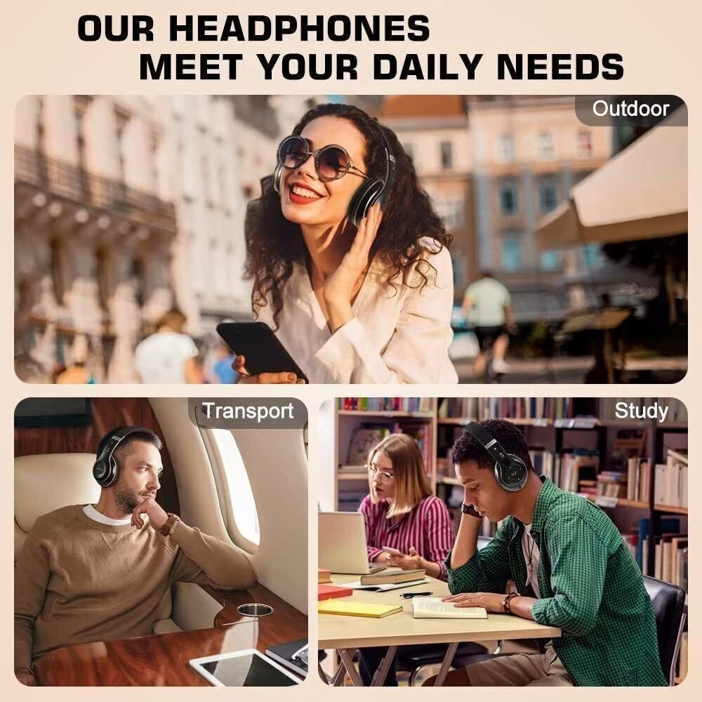 Headphones Wireless Bluetooth Noise Cancelling Stereo Earphones Over Ear Headset