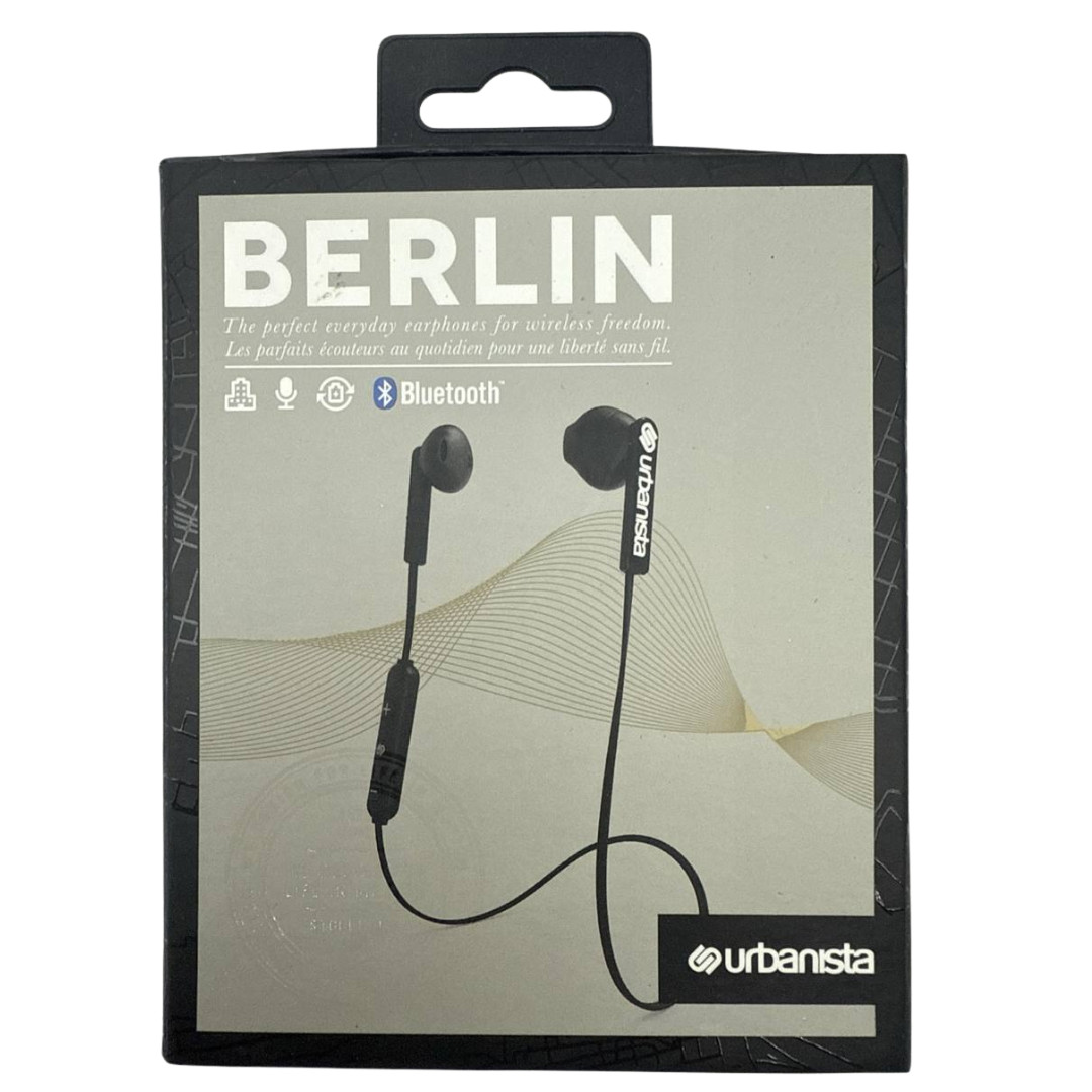 Urbanista Berlin Bluetooth Earphones 4.5 Hours Playtime Earbuds Black Neckband