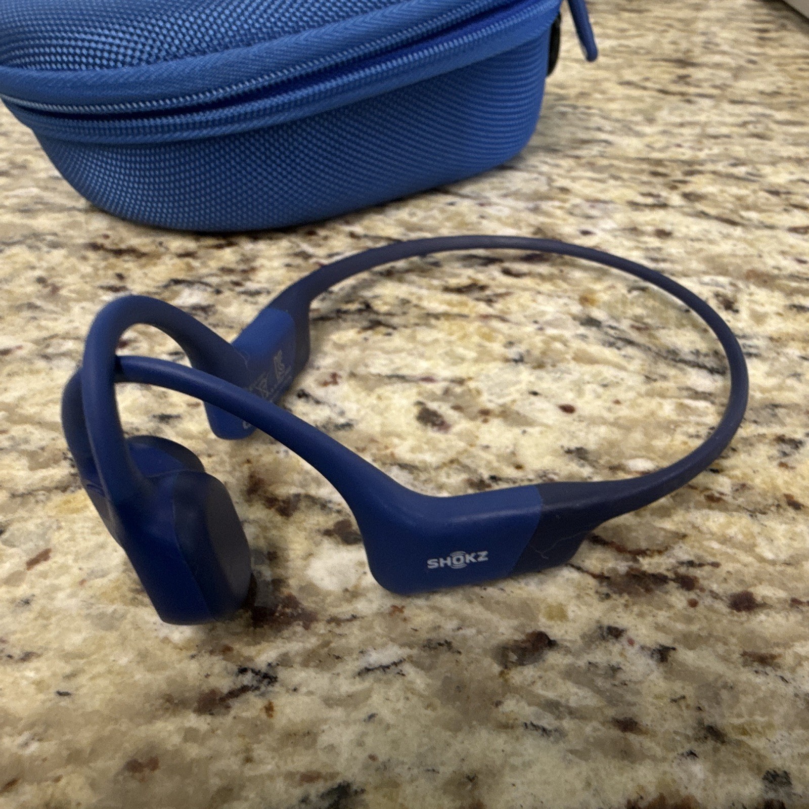Shokz OpenRun Blue Bone Conduction Bluetooth Wireless Neckband w/ Case Mic