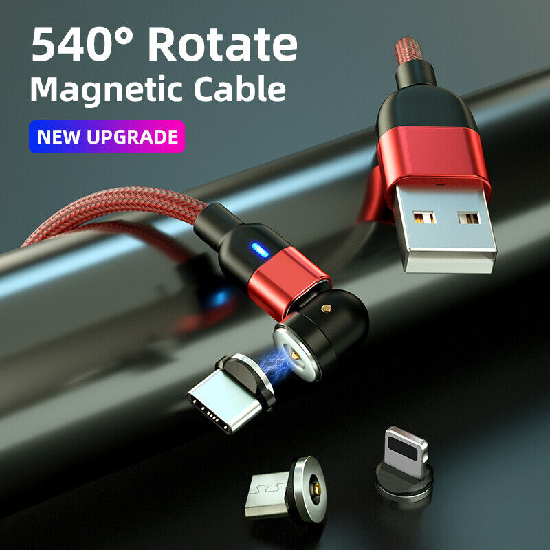 180°+360° Rotate Magnetic Charger Cable Phone Fast Charging Type C Micro USB IOS
