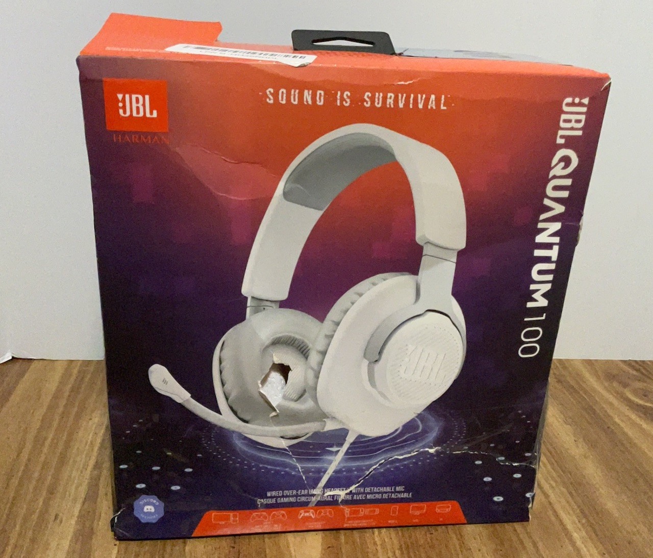 JBL Quantum 100 Wired Over-Ear Headphones With Detach Mic Gaming, Office NIB