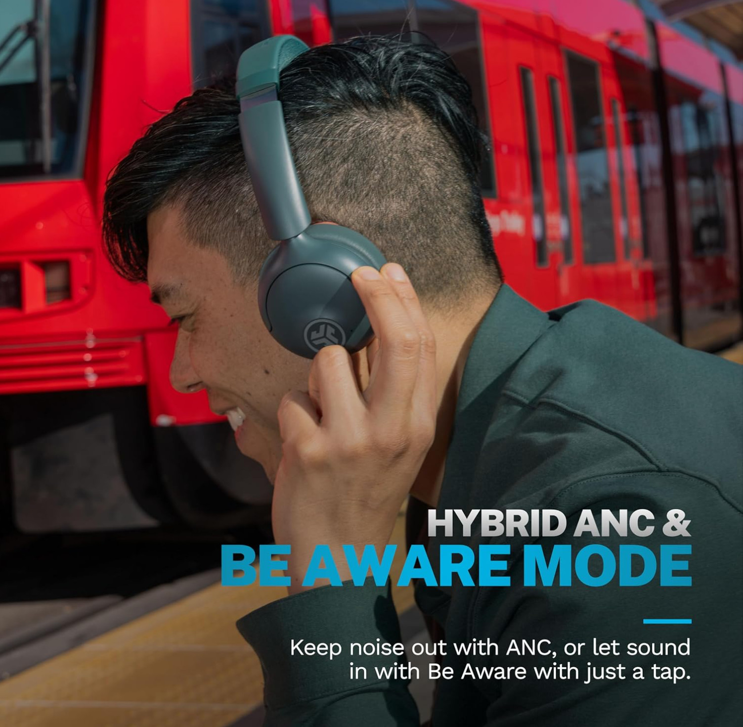 JLab Go Lux ANC Wireless Headphones Hybrid ANC Premium On-Ear Headset Sage