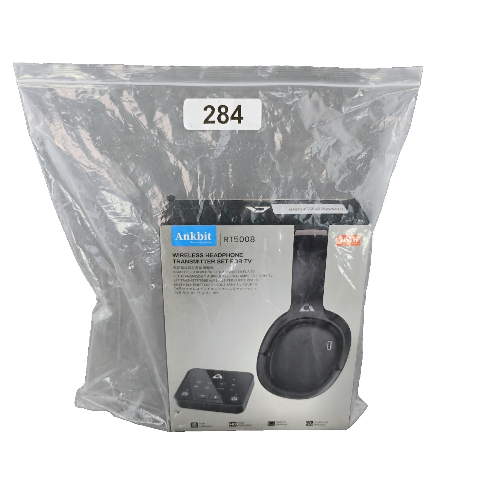 Ankbit TV Wireless Bluetooth Headphones with No Delay Transmitter with Optical