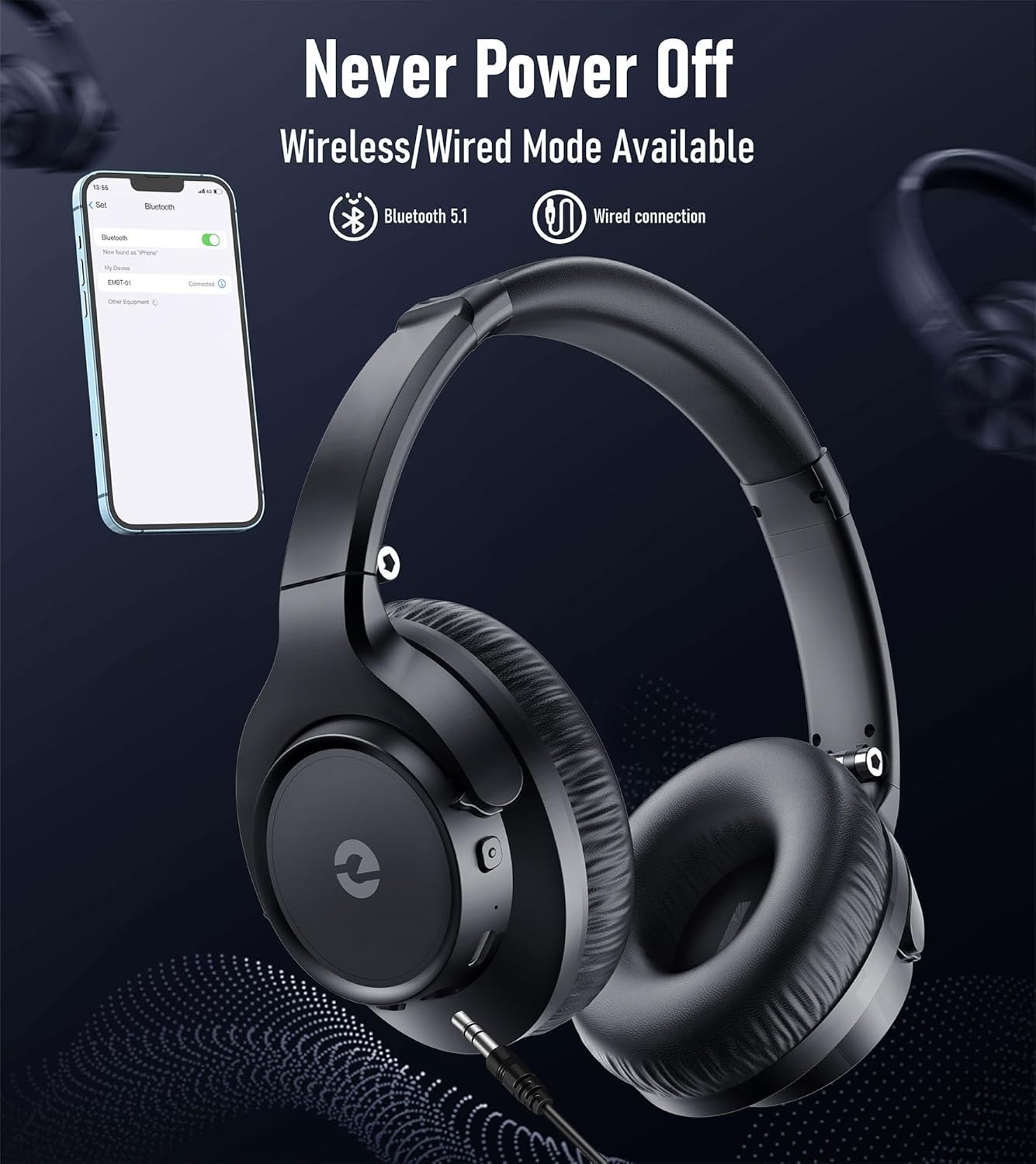 Bluetooth Headphones, Wireless headphones bluetooth, 70H Playtime Headphones Wir