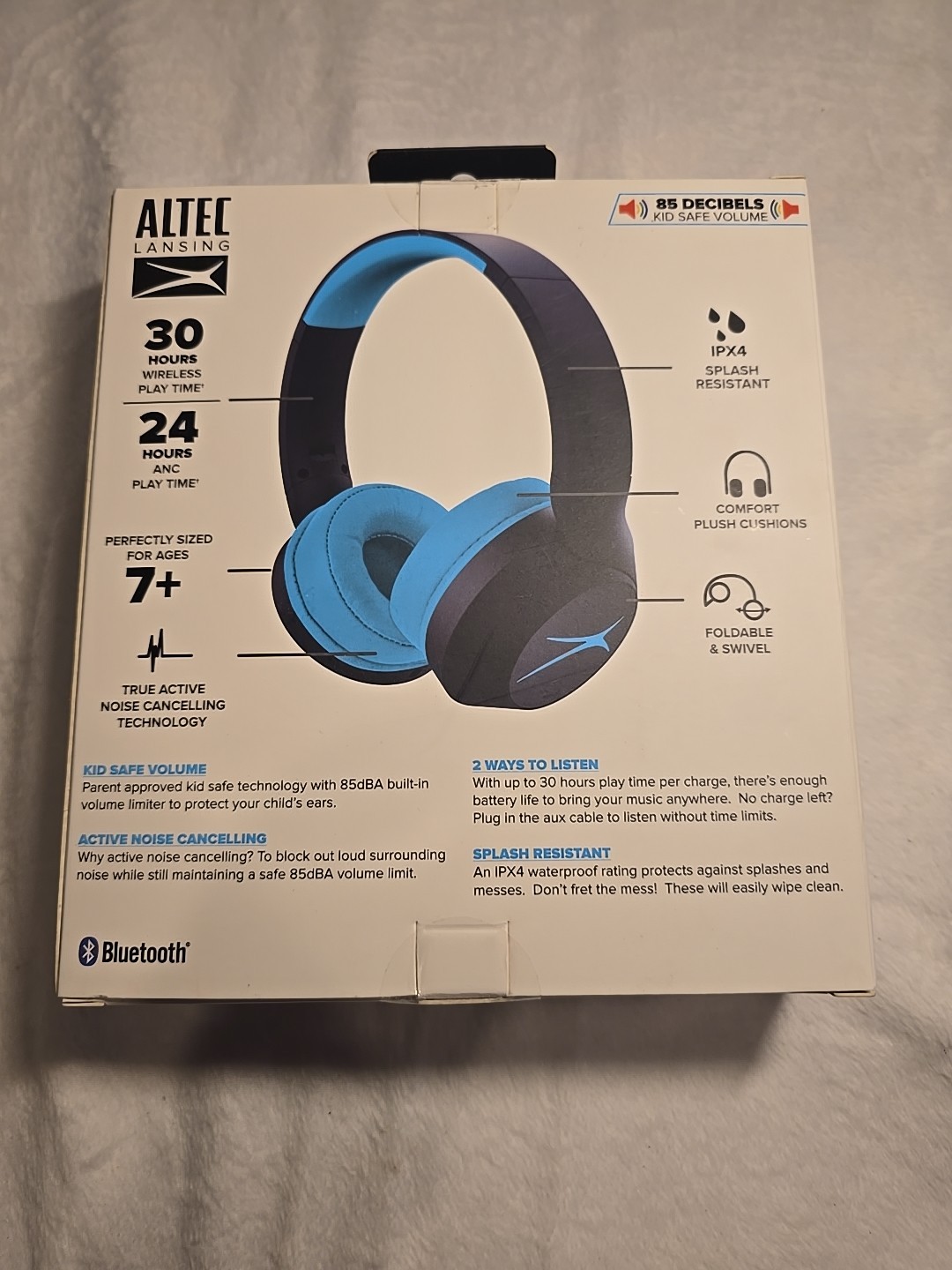 Altec Lansing 2 In 1 Active Noise Canceling Kid Safe Wireless Headphones