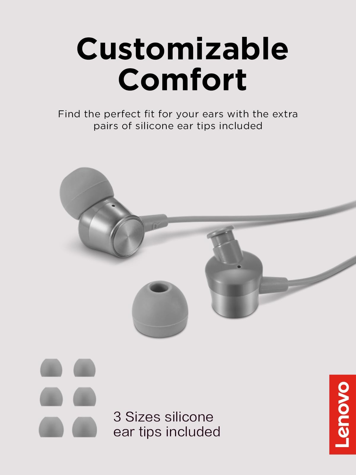 Lenovo 300 USB C Wired In Ear Headphones with Mic for Clear Audio Comfort