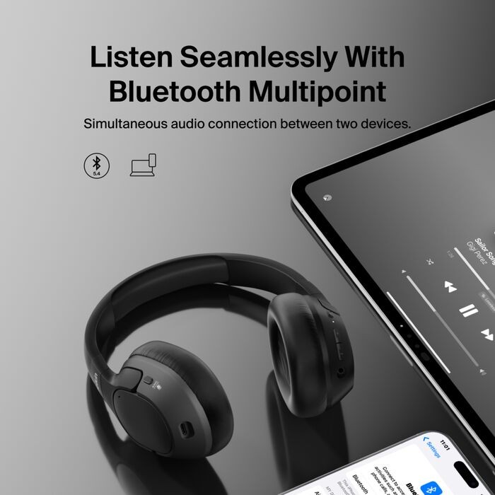SoundForm Isolate Noise Cancelling Over-Ear Headphones – Black