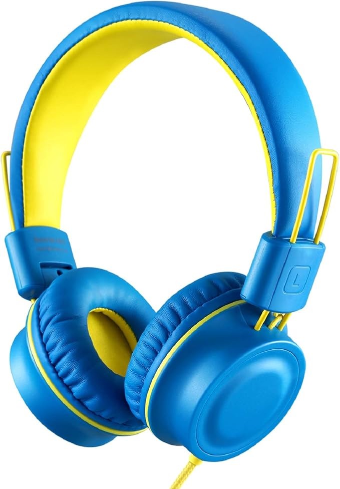 Noot Kids Headphones K33 Blue Foldable Stereo Tangle Free 5Ft Long Cord 3.5Mm