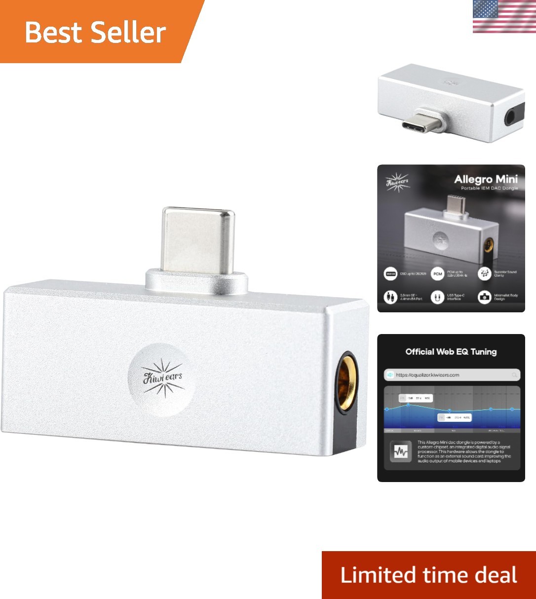 Aluminum USB C HiFi DAC 3.5/4.4mm Outputs for Quality Sound Everywhere