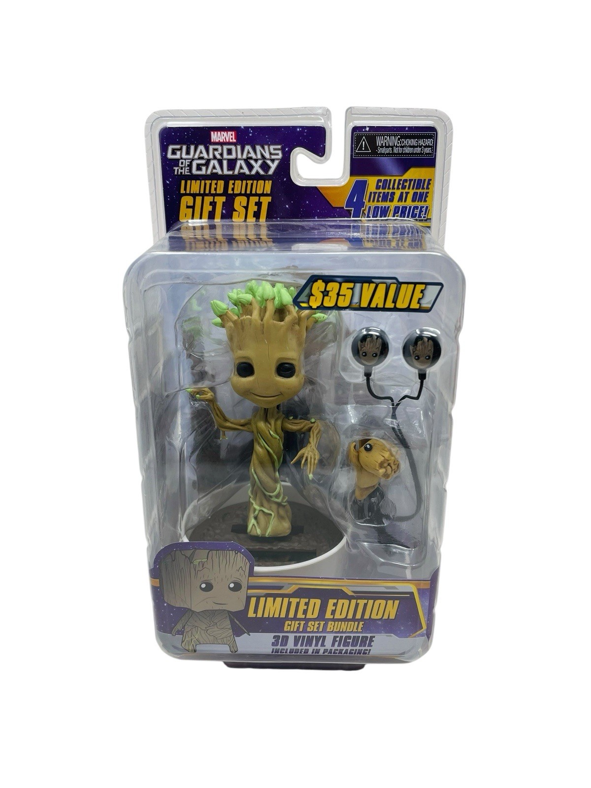 Marvel Guardians Of The Galaxy Vinyl Figure Groot Body Knocker Earbuds Gift Set