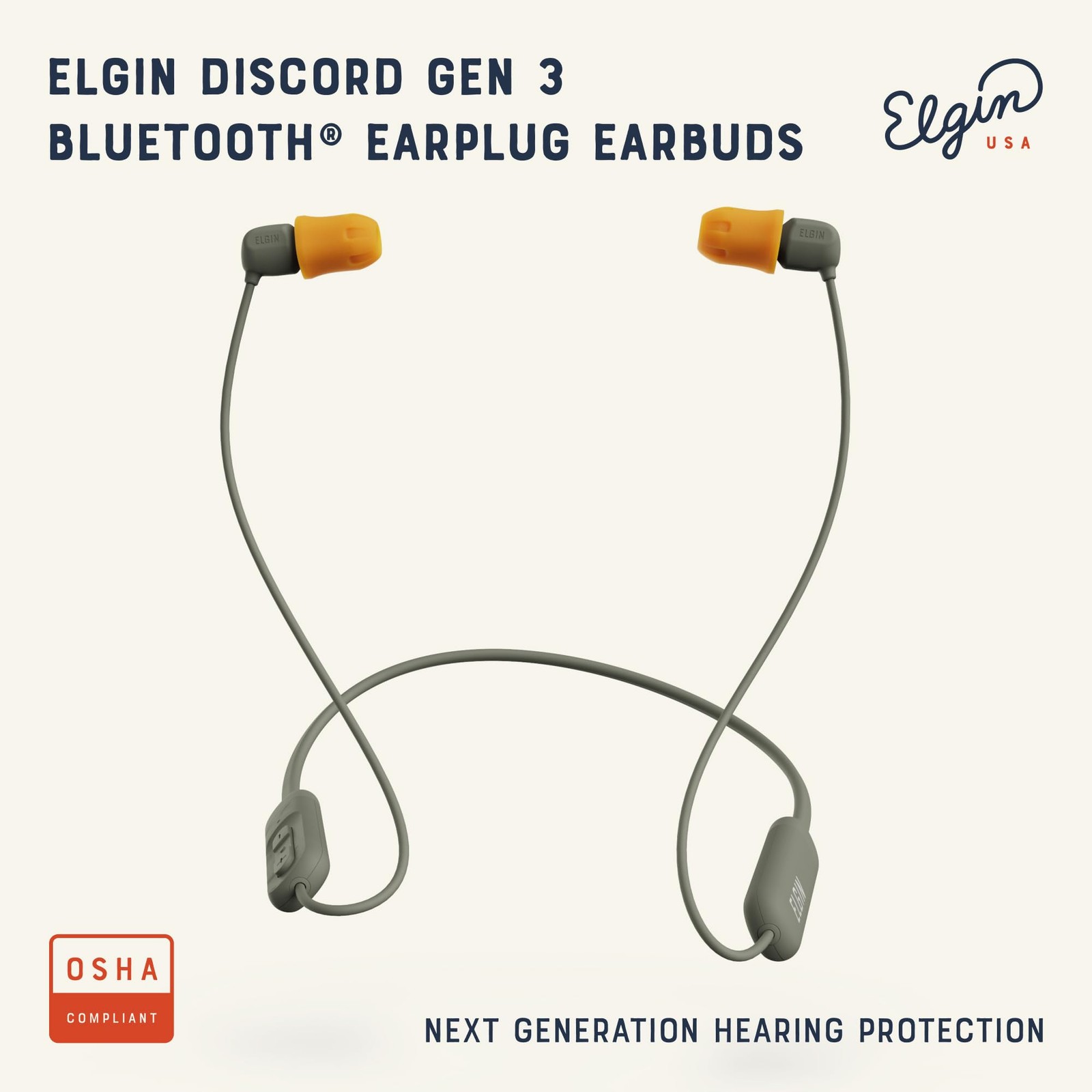 Discord Gen 3 Bluetooth Earplug Earbuds, OSHA Compliant Ø8mm, Grey