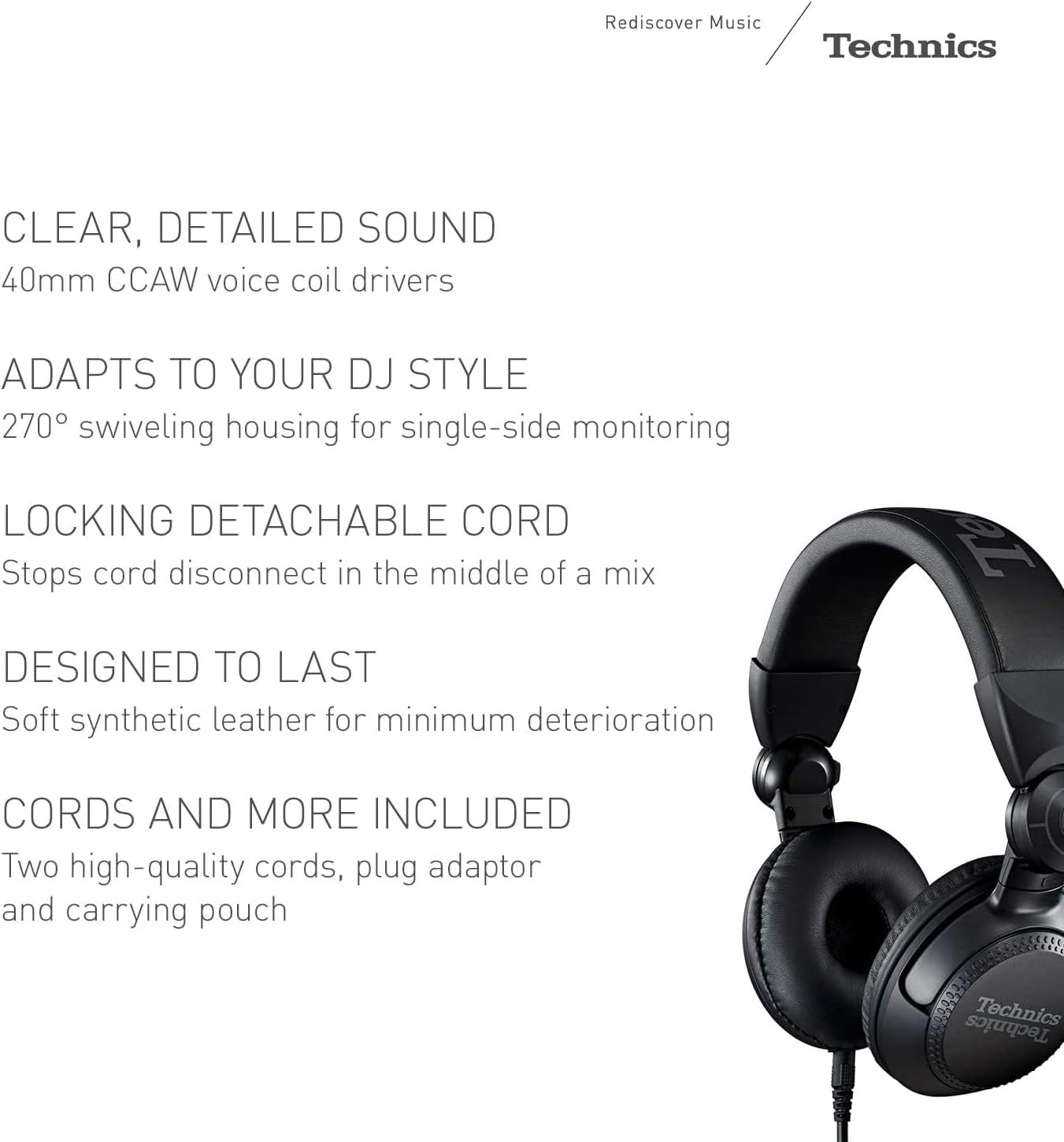 Professional DJ Headphones with 40Mm CCAW Voice Coil Drivers, 270° Swivel Housin