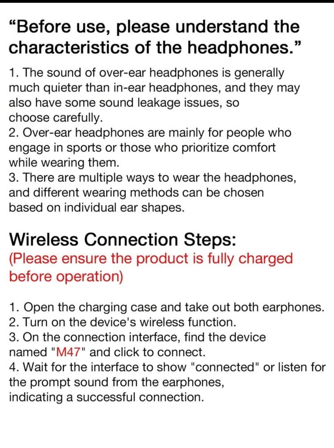 M47 OWS Open Wearable Stereo Bluetooth Earbuds ENC Ear-Hook w/ Case White