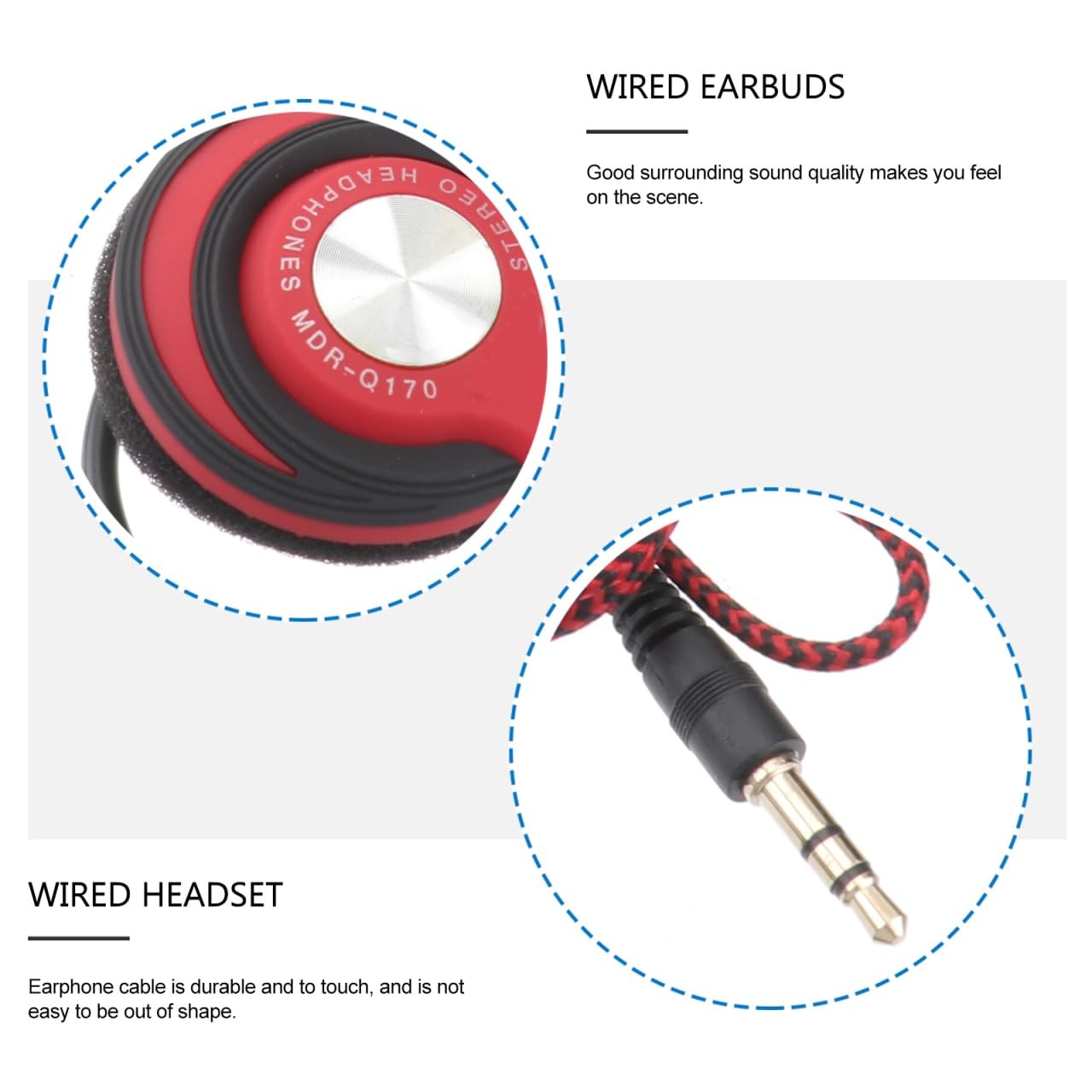 Clip On Headphones Wired Over Ear Cord Mm Mp Player Surround Sound Sports