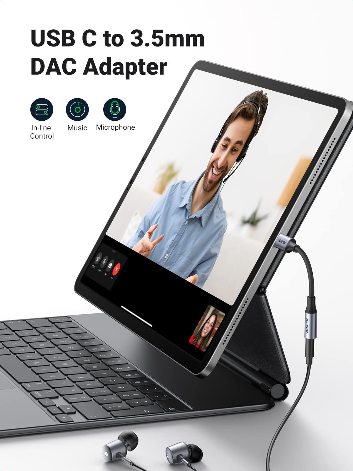 UGREEN USB C to 3.5mm Audio Adapter Type C to Headphone Aux Jack Dongle 24bit/96