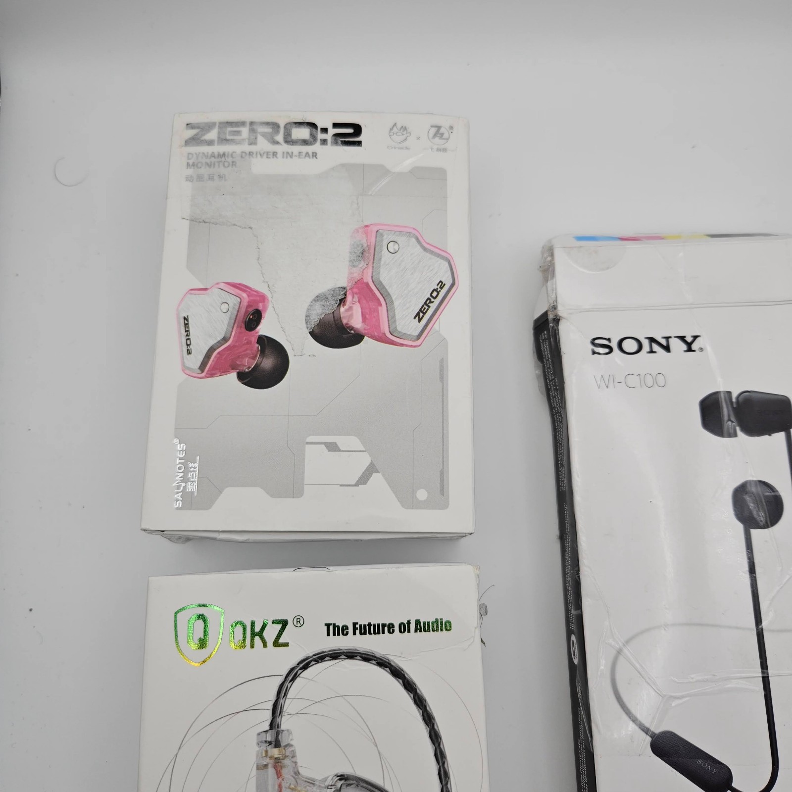 LOT OF 3 IEM/BUDS WIRED WIRELESS ENZO PRO, Linsoul ZERO:2 , SONY W1-C100 GAMING