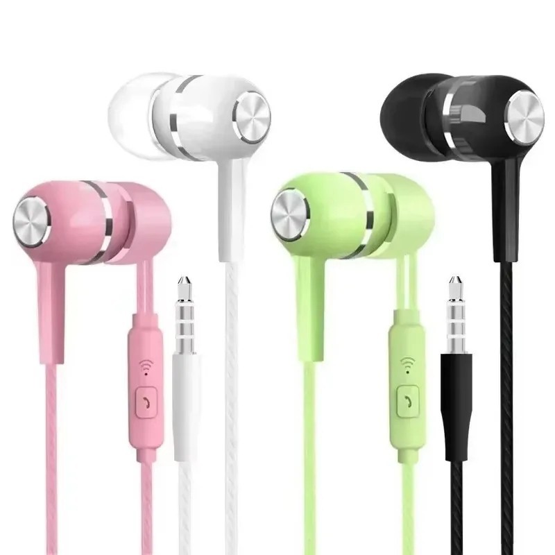 3.5mm Wired Earphones with Mic Stereo Bass Headphones In Ear Headset Control