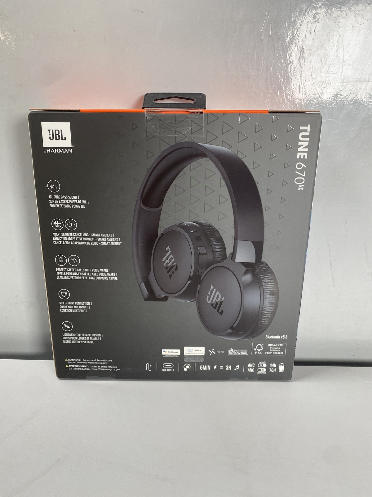JBL Tune 670NC Adaptive Noise Cancelling Wireless On-Ear Headphone 2024 Black