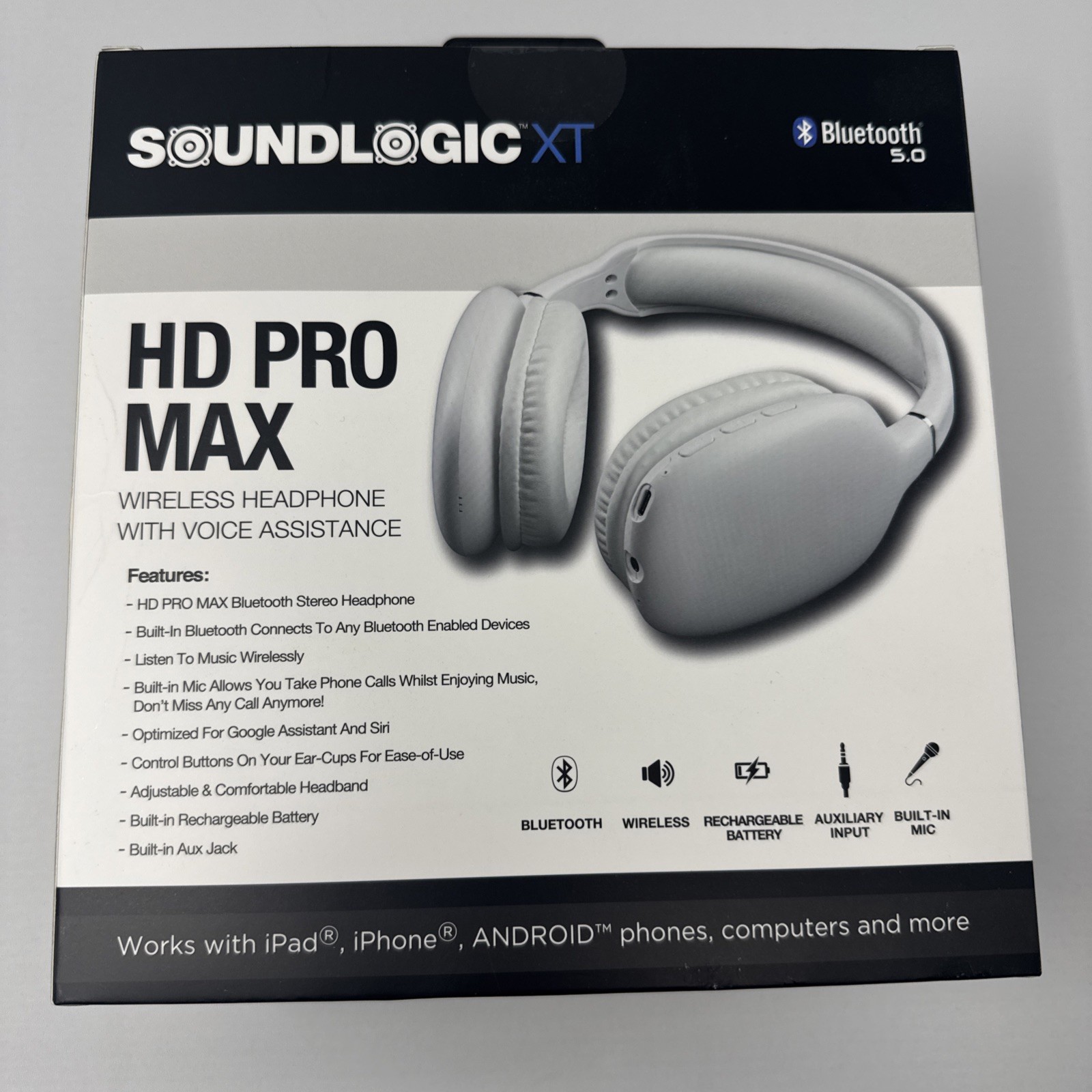 Soundlogic XT HD PRO MAX Wireless Headphone With Voice Assistance White
