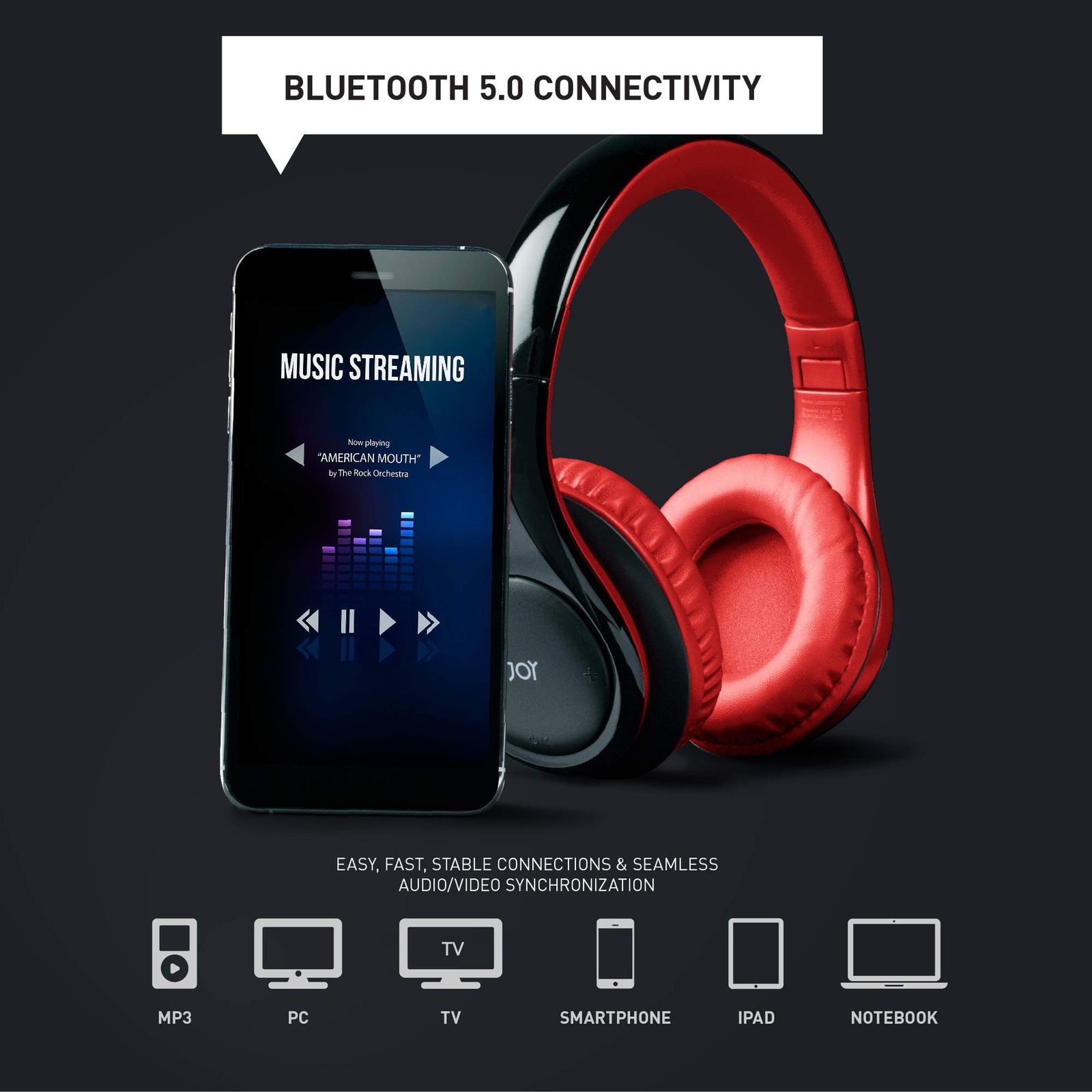 ISO Bluetooth 5.0 Wireless Over Ear Foldable Stereo Headphones with 30 Hours …