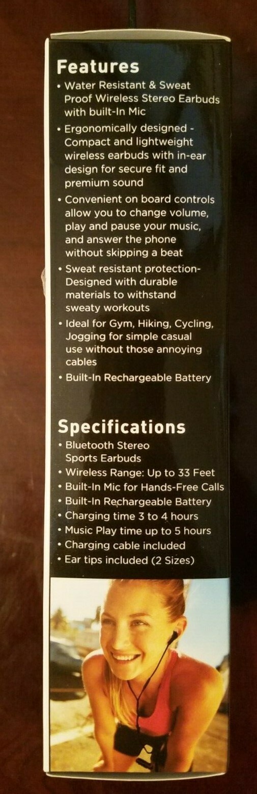 New SoundLogic Bluetooth Stereo Sports Earbuds NIB