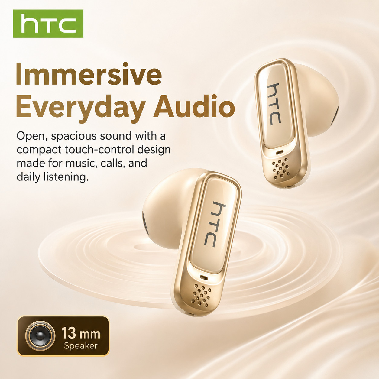 HTC NE72 Wireless Earbuds Touchscreen Speaker Case AI Translation Bluetooth 6.0