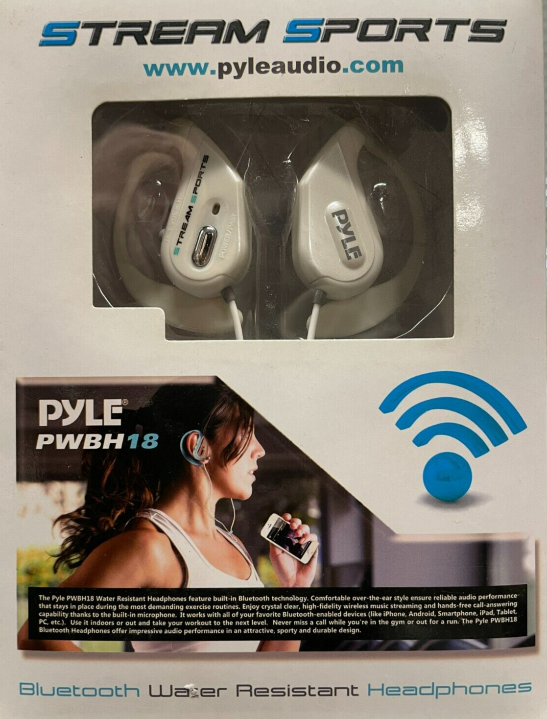 Pyle – PWBH18WH – Bluetooth Headphones with Built-In Mic Water Resistant – White