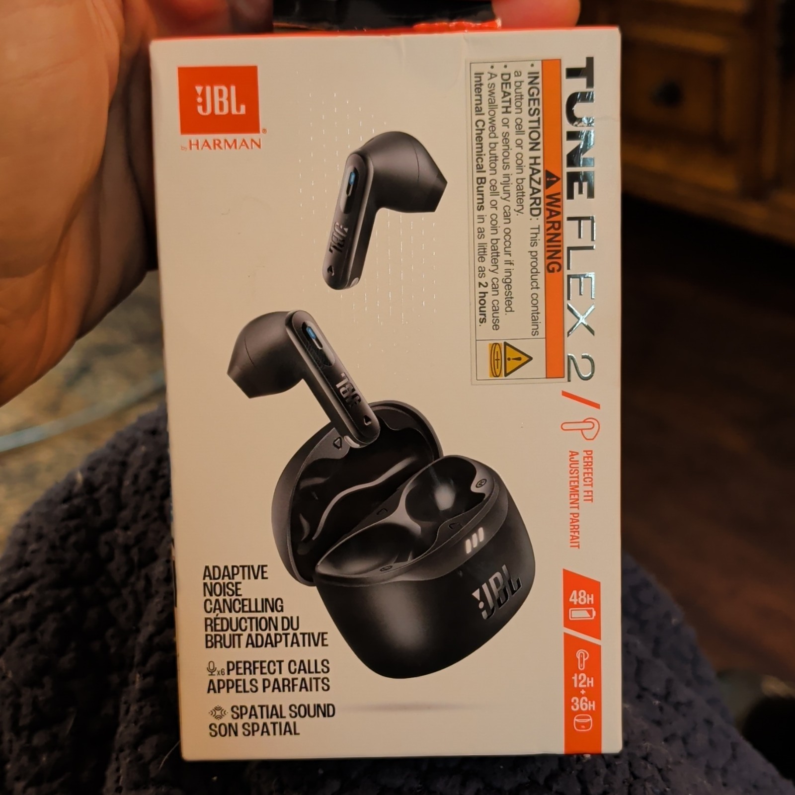 JBL Tune Flex 2 True Wireless Bluetooth In-Ear Earbuds Black ANC Spatial Sound