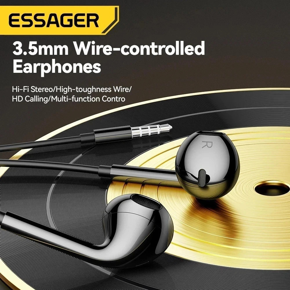 Essager 3.5mm Wired Earphones In-Ear Headset with Microphone Stereo Headphones