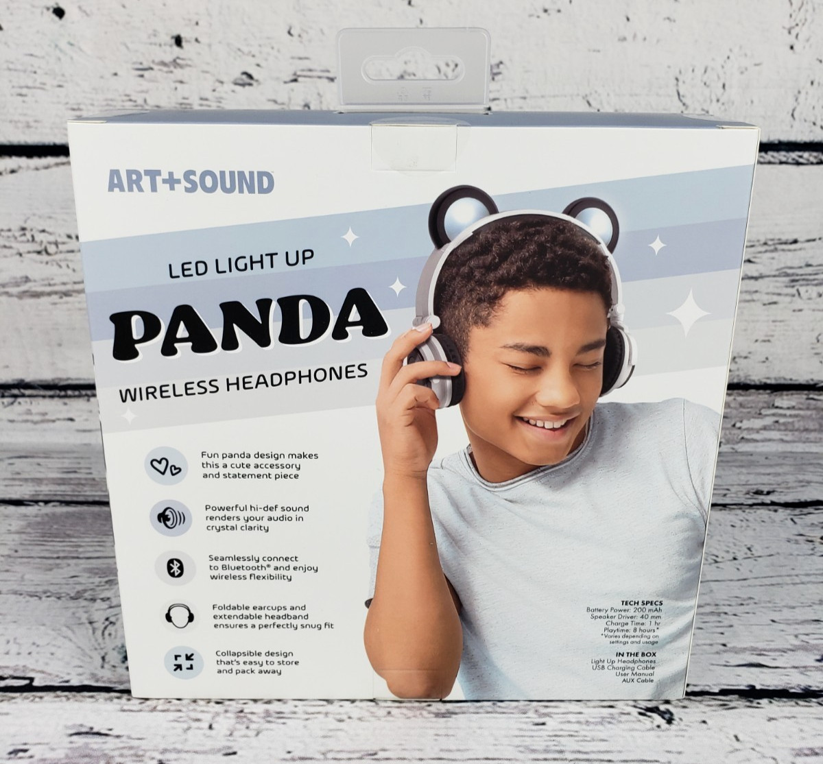 Art+Sound LED Light Up Panda Bluetooth Wireless Headphones New