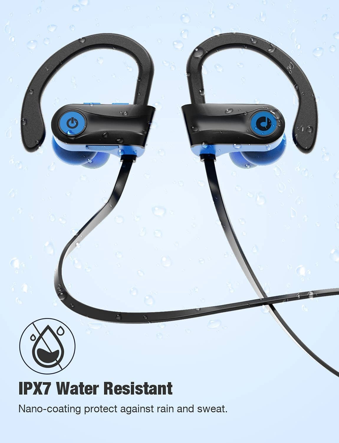 Bluetooth Headphones, Otium Wireless Sports Earbuds, Waterproof Blue, Blue