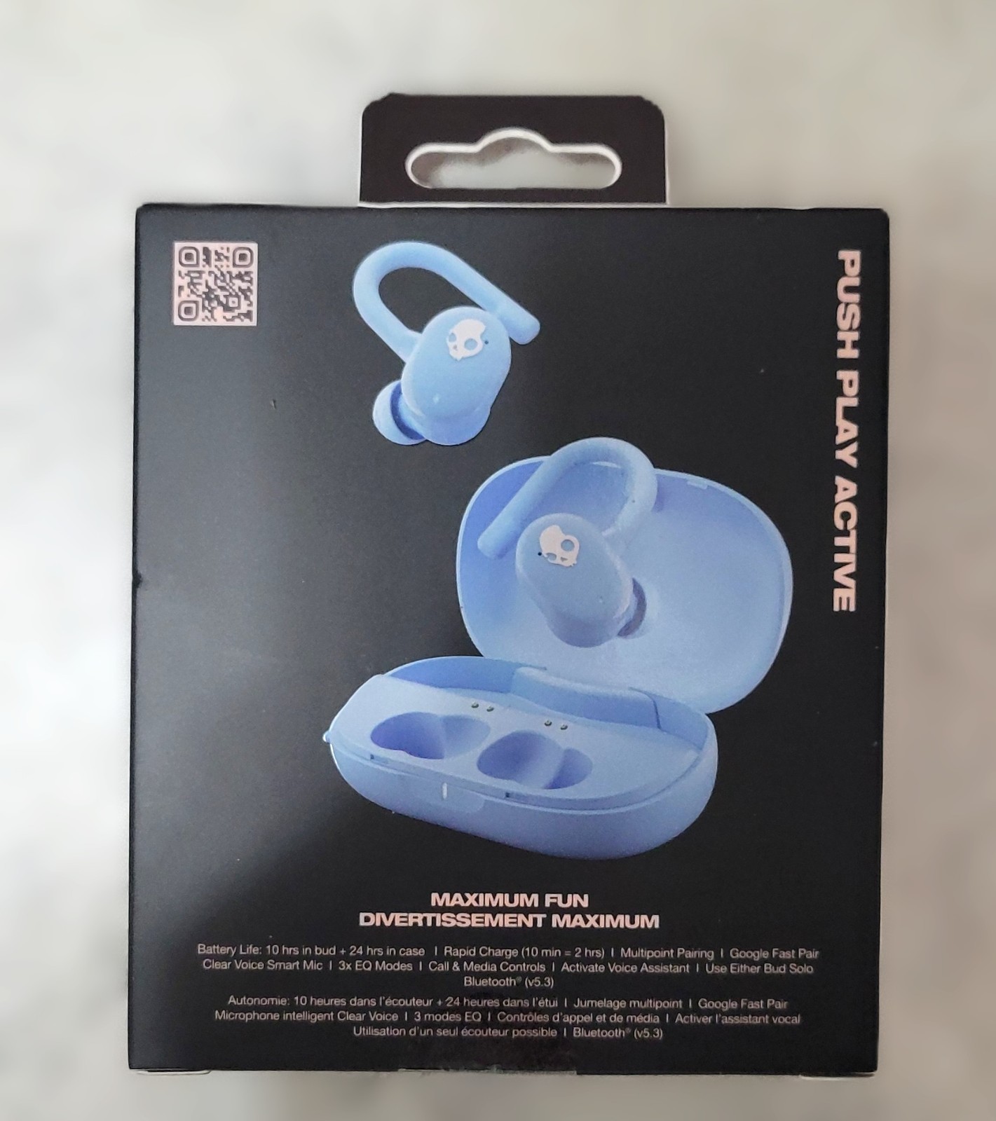 Skullcandy Push Play Active True Wireless Over-Ear Hanger Earbuds (Preppy Blue)