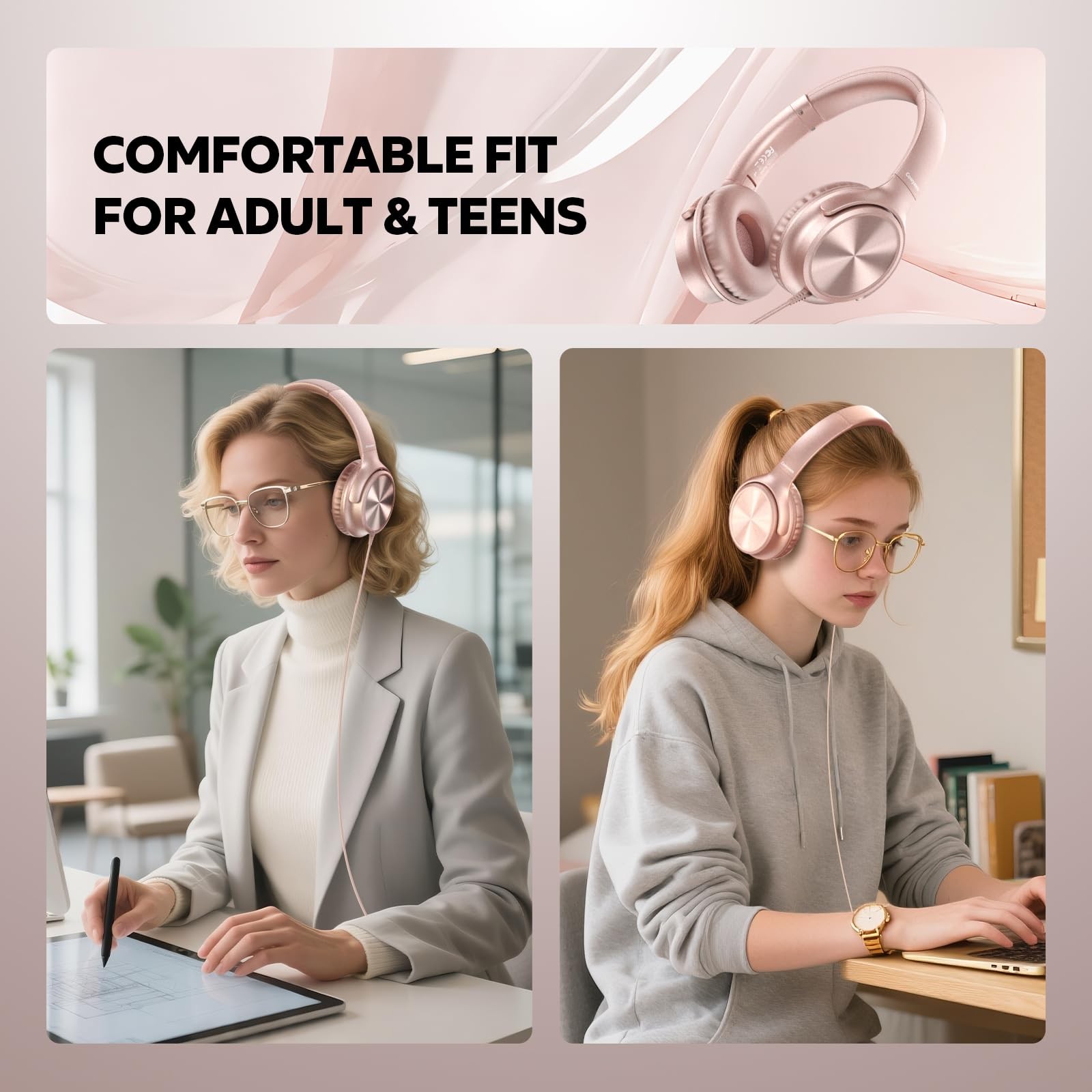 Cowyawn USB C Headphones Wired, Over Ear USB C Wired Headphones with Micropho