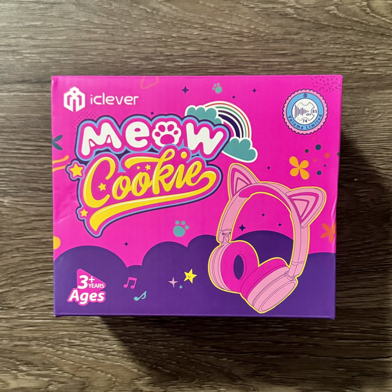 iClever Meow Cookie Cat Ear Bluetooth Kids Foldable Headphones LED Lights Up New