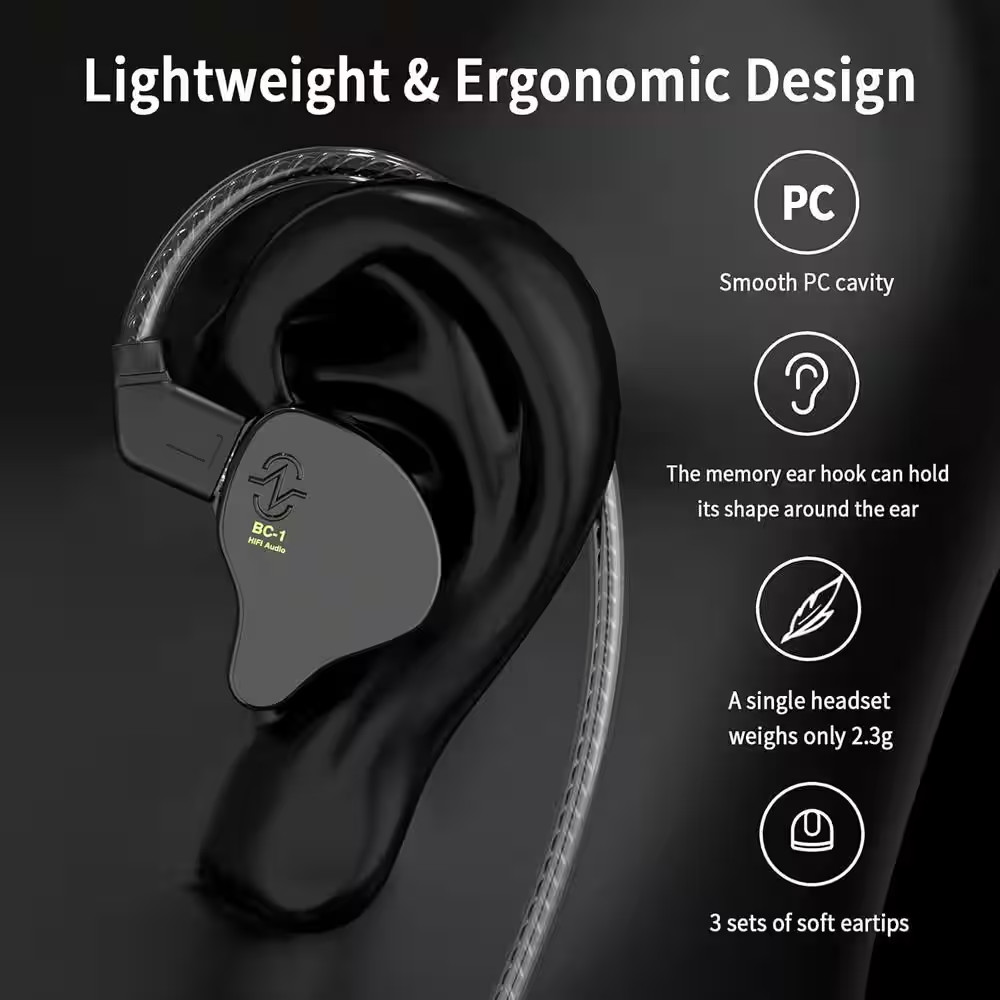 Dark Black Wired Gaming Earbuds and In-Ear with Microphone