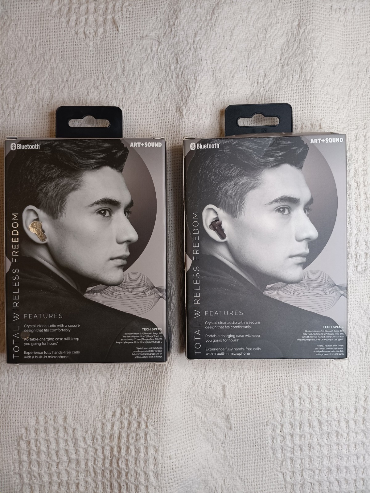 2 Art + Sound Bluetooth True Wireless Pro Ear Buds BLACK Mic Charge Case NEW