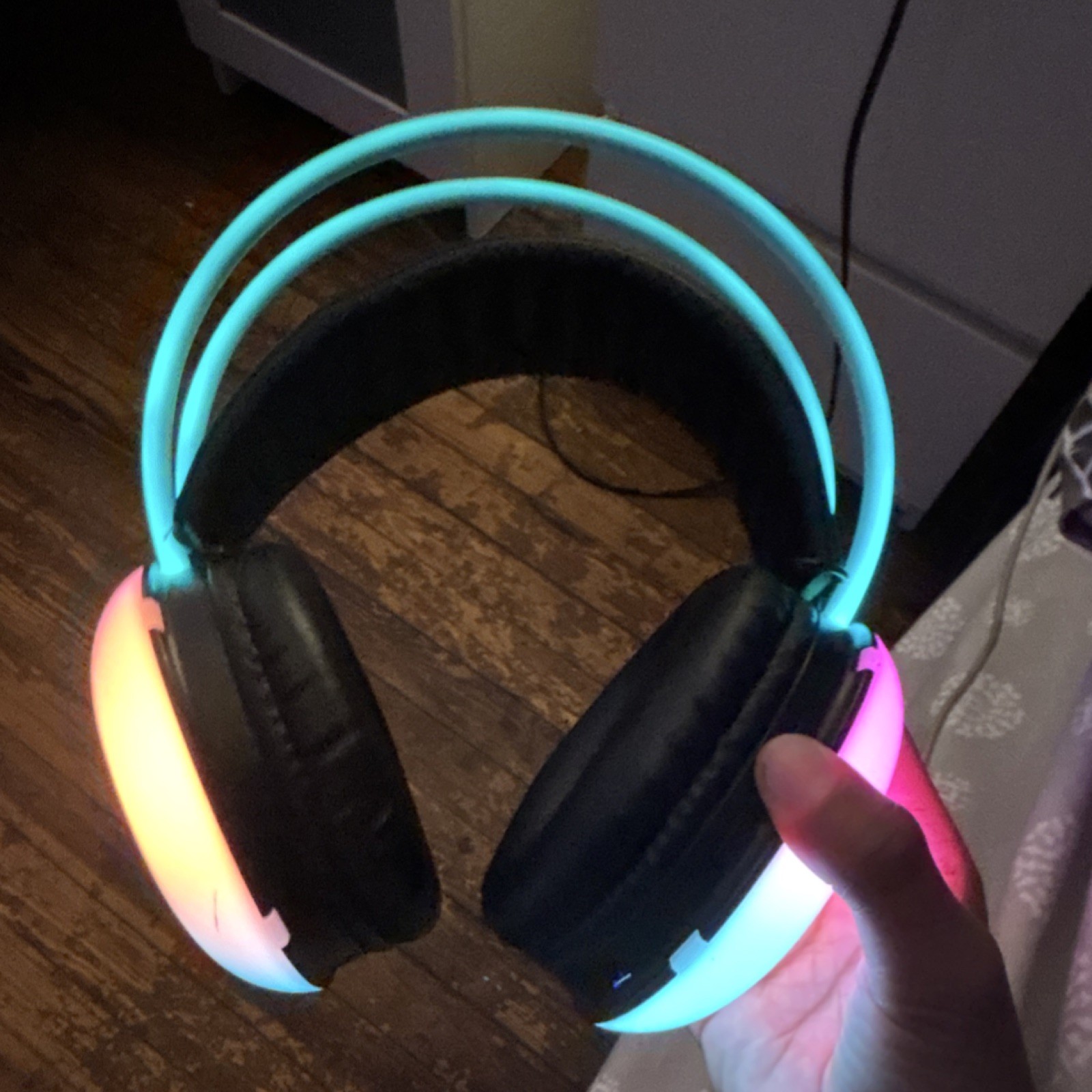 Bluetooth On-Ear LED Light-Up Headphones Black/White Open Box
