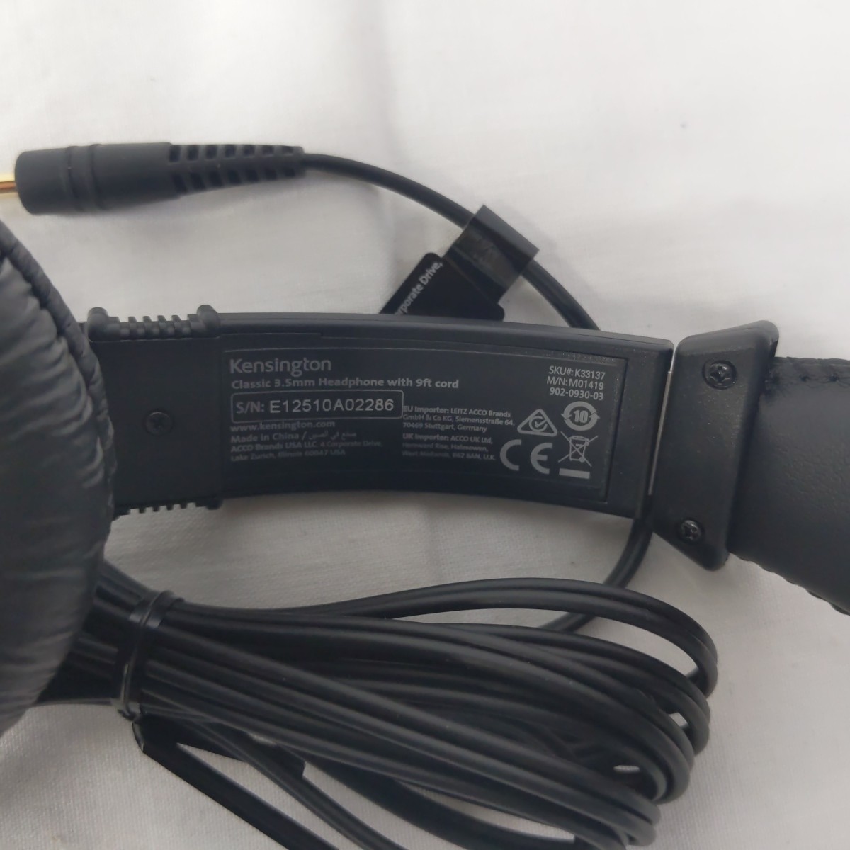 Lot of 5 Kensington K33137 Headband Headphones – 3.5mm with 9ft cord Black New
