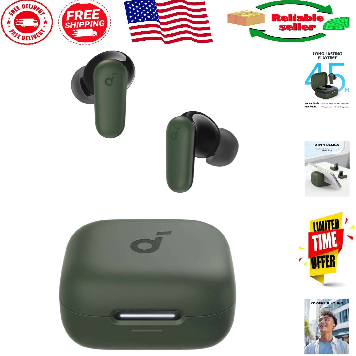 P30i Earbuds with Transparency Mode | 45H Playtime & Robust Bass | Lightweight