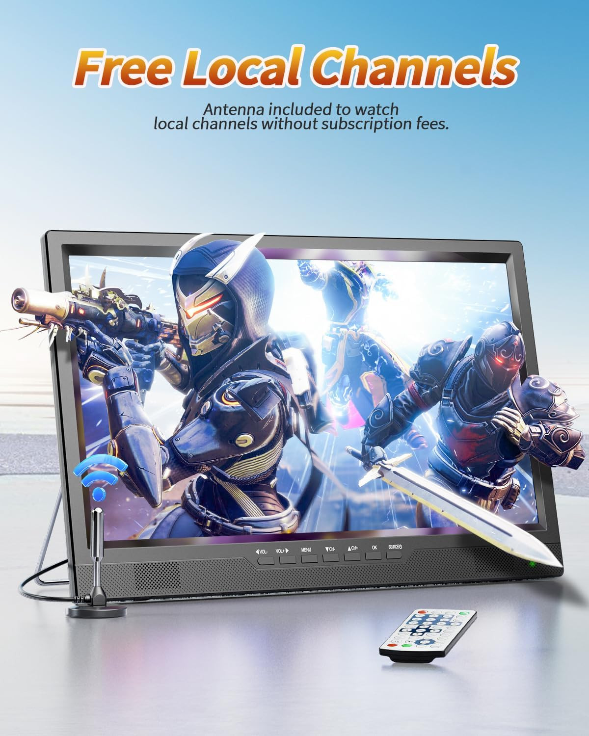 19.5″ HD Portable TV with Antenna, 8000Mah Built-In Powered Operated TV for Indo
