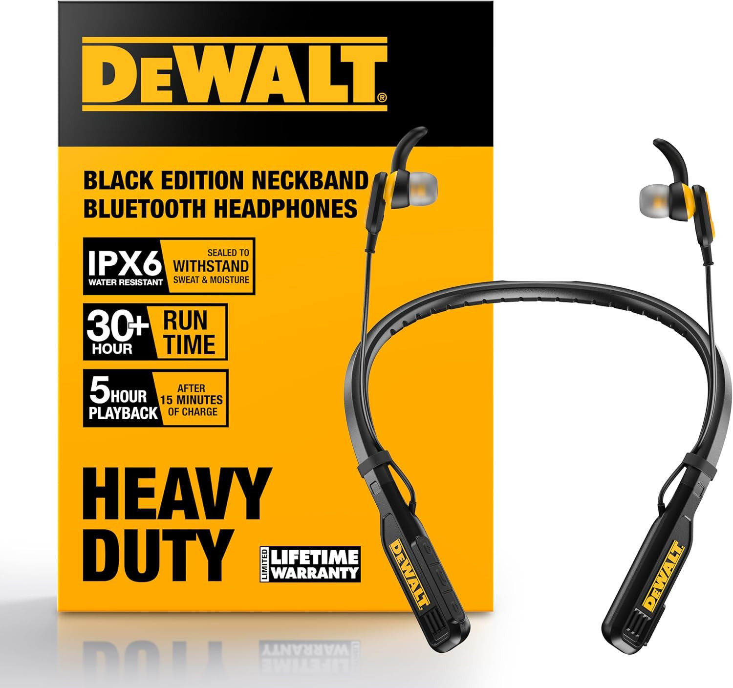 Heavy Duty Black Edition 2-In-1 Neckband Bluetooth Headphones W/Built-In