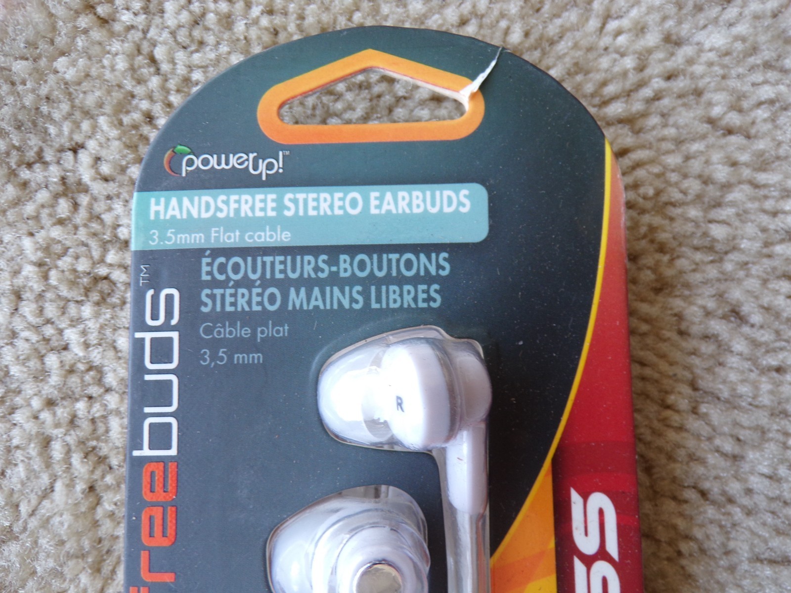 Powerup Stereo Earbuds 3.5 mm Handsfree 4 Ft Cable; @c17
